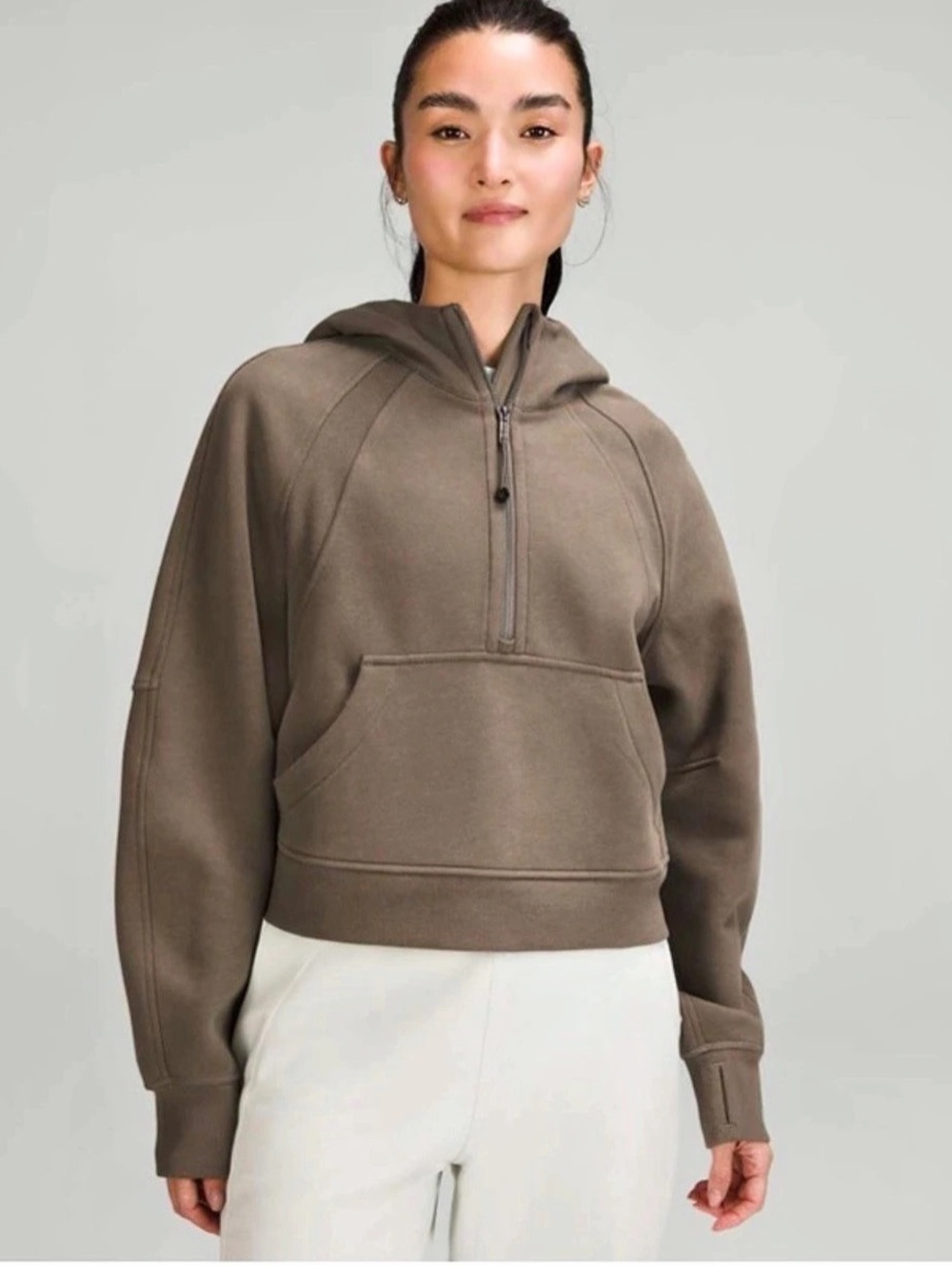 lululemon Scuba Oversized 1/2 Zip Hoodie Olive Green